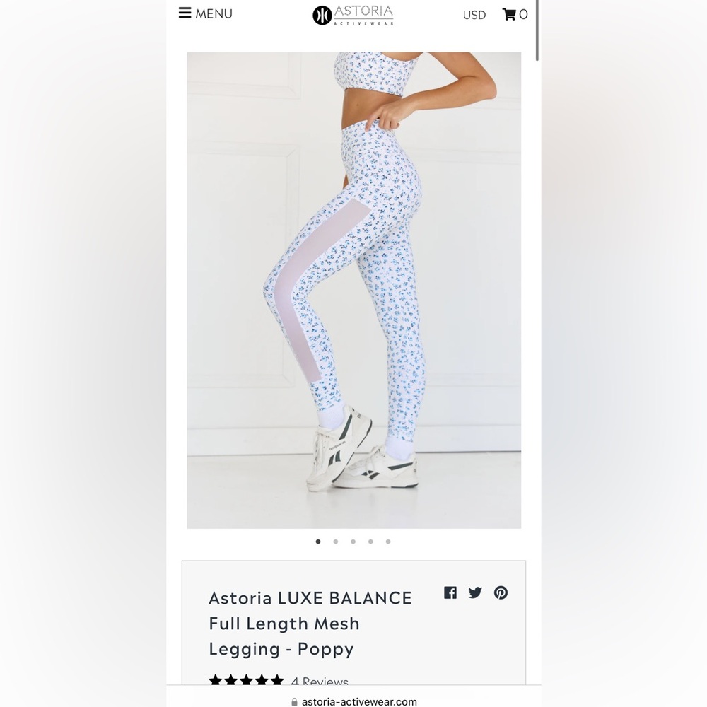 Astoria LUXE BALANCE Full Length Mesh Legging - Poppy